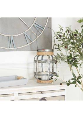 Metal Glass Rope Candle Lantern S57669