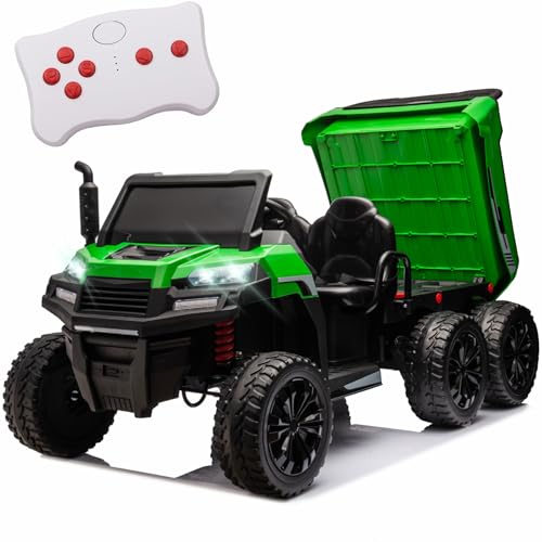 Green 2 Seater 4WD Ride On Car with EVA Tires, Remote Control, Dump Bed G276917