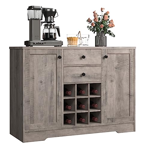 Dark Brown Buffet Sideboard with 2 Drawers and Adjustable Shelves L49878