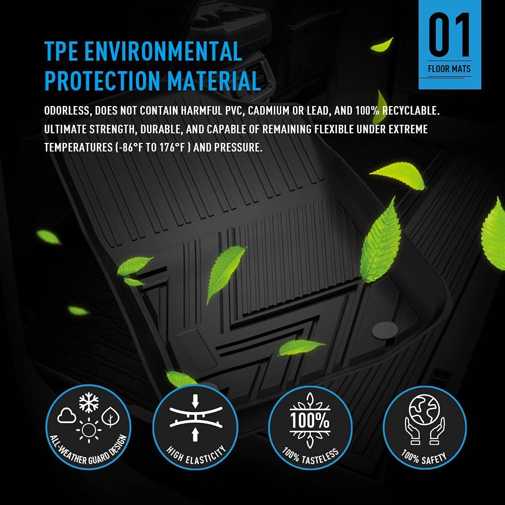 Black TPE All Weather Floor Mats Liners M490
