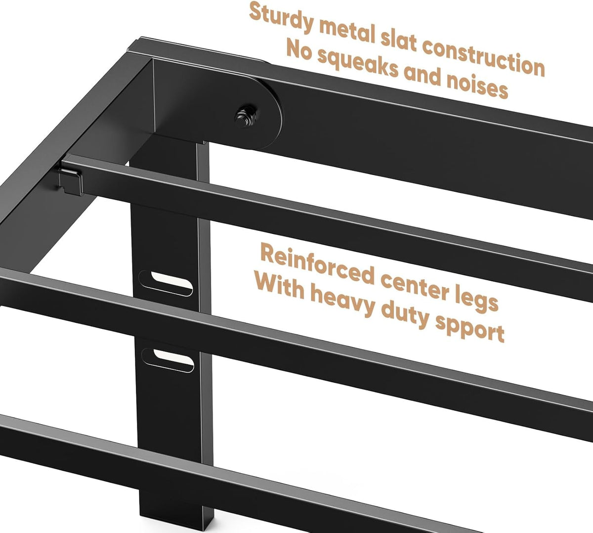 Twin Size Metal Platform Bed Frame with Steel Slat Support, Black G654
