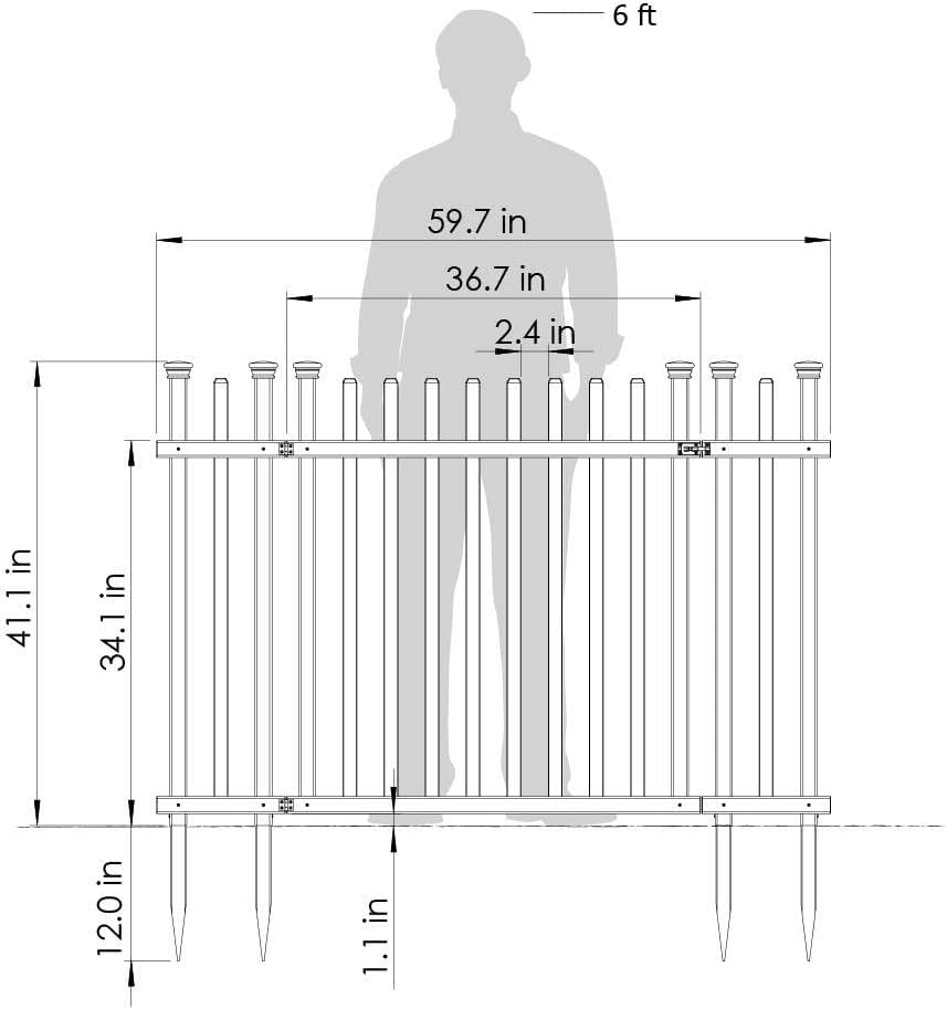 Lightweight Portable Vinyl Picket Fence Kit with Metal Base, White X8706