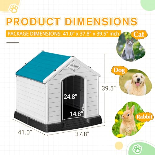 Gray 34" Waterproof Plastic Dog House W5094
