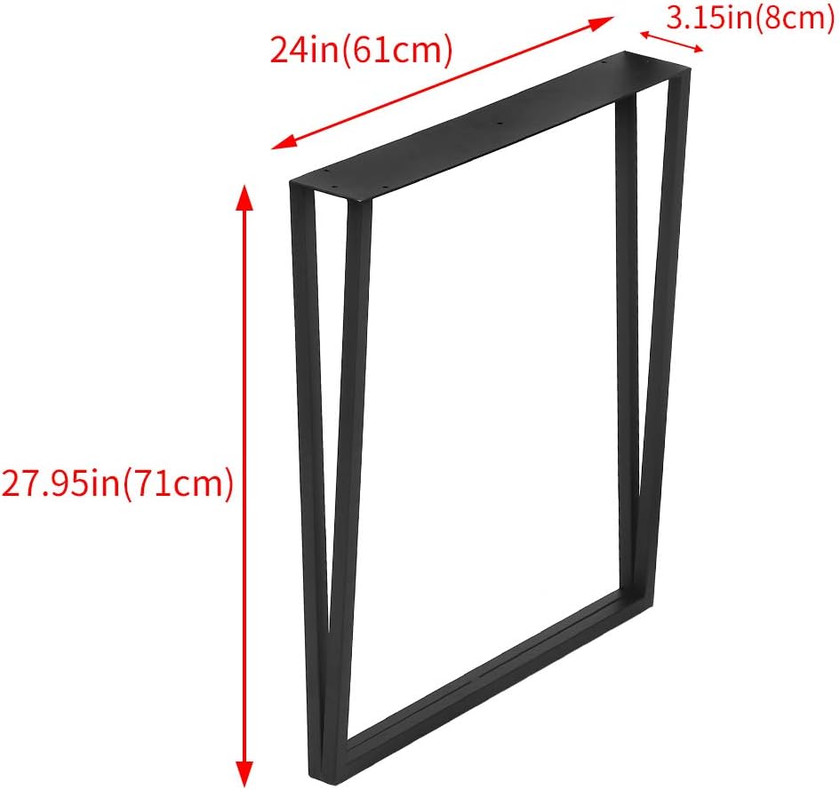 Black 28” Height 24” Wide Metal Table Legs 2 PCS B4115