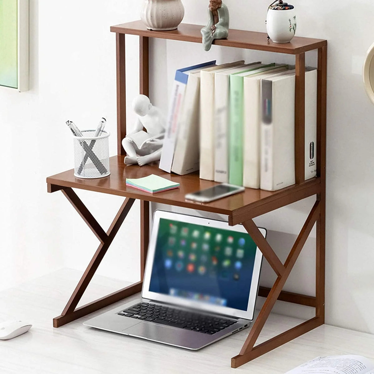 Brown Double Layer Bookshelf 53x37x68cm G927459