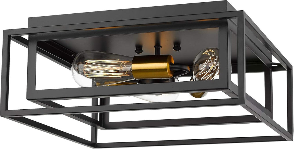 Black 3-Light Flush Mount Ceiling Light C26011