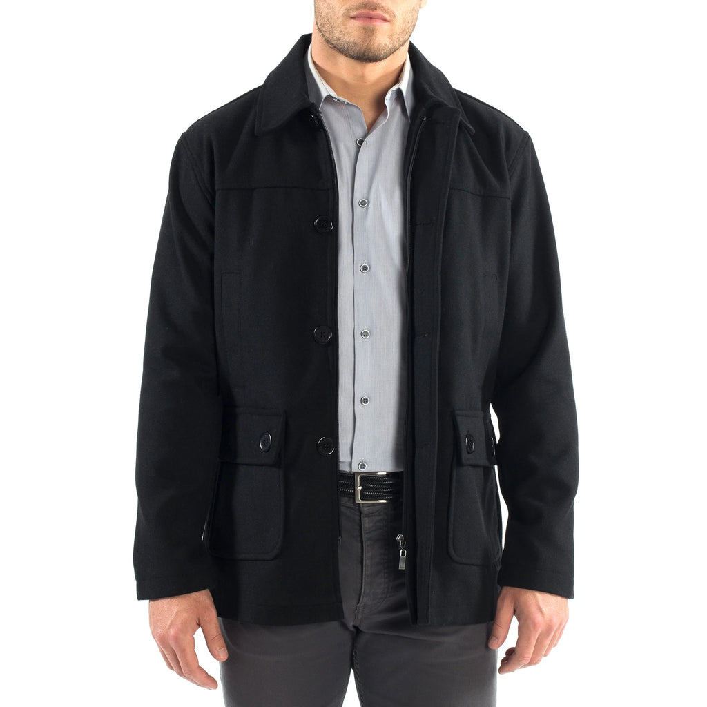 Wool Blend Barn Coat Cargo Pocket Jacket O786