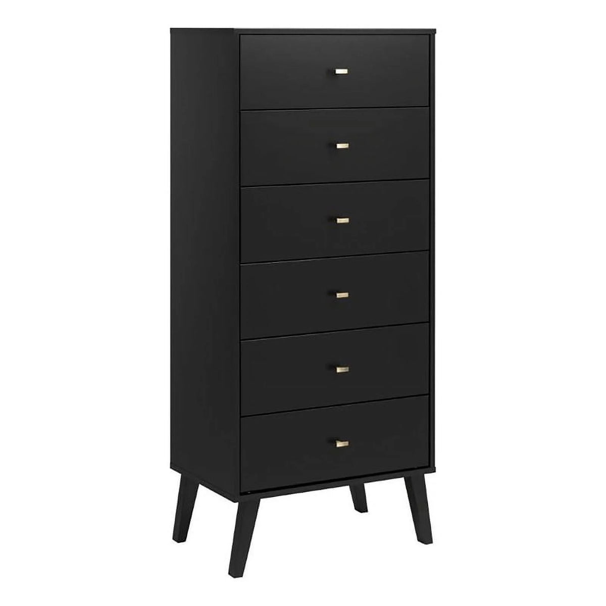 Black 6 Drawer Wood Tall Chest D198383