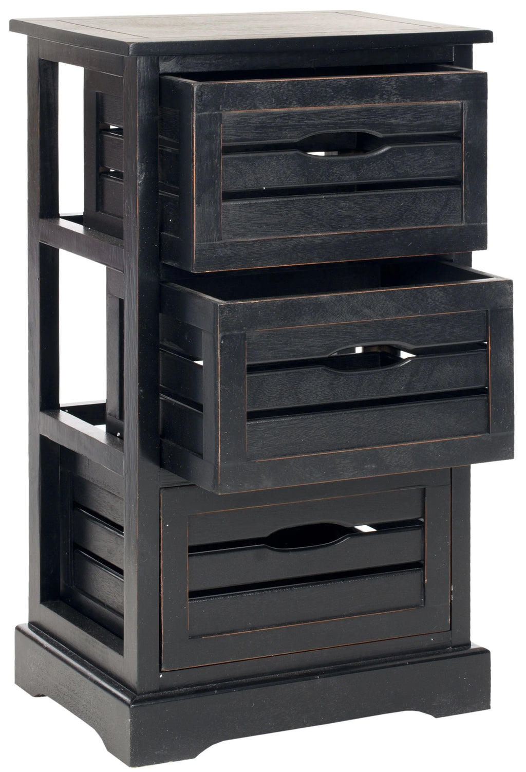 3 Drawer Distressed Black Cabinet H3422