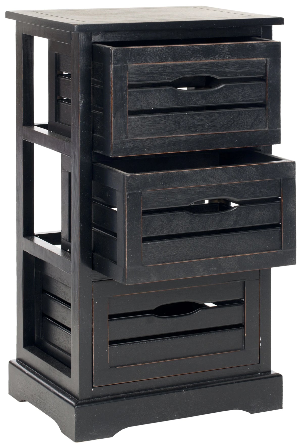 3 Drawer Distressed Black Cabinet H3422