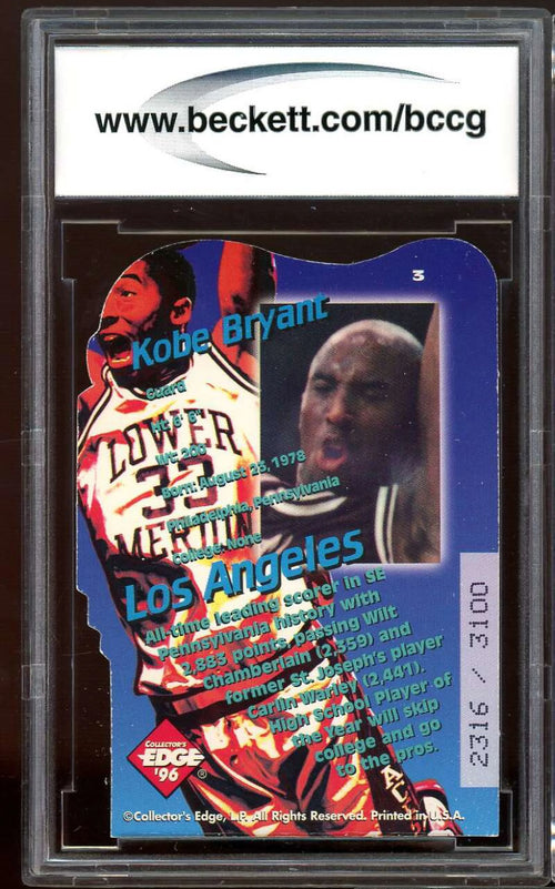 1996 Collector's Edge Key Kraze Die Cuts #3 Kobe Bryant Rookie BGS BCCG 9 NM+ E754