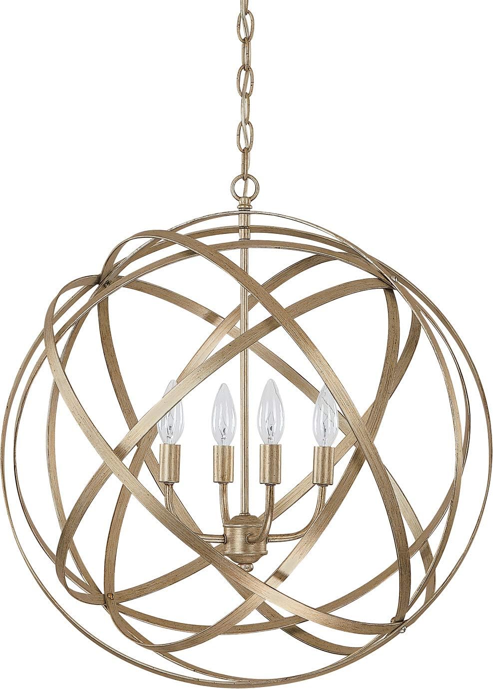 Axis Metal Ribbons Web Orb Pendant Lighting Fixture, 3-Light 180 Total Watts, 13H x 13W, Winter Gold U9769