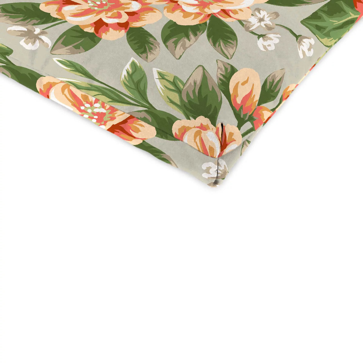 Grey Floral Rectangular Outdoor Chair Cushion with Ties Z912027