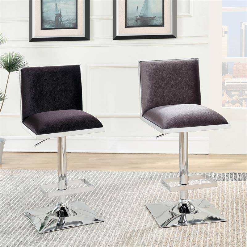 Gray Fabric Swivel Bar Stool with Metal Base C818385