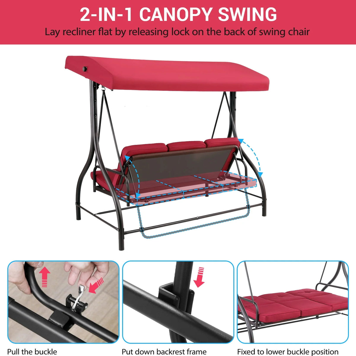 3-Seat Converting Swing Glider Hammock M80918