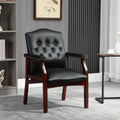 Black Leather Office Guest Chair with Padded Seat and Arms E31002