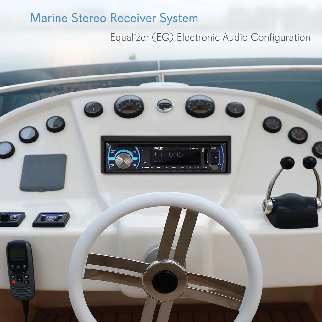 Black Single DIN Marine Bluetooth Stereo Radio Z747