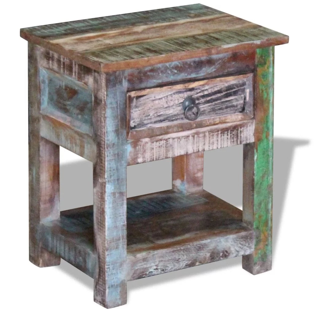 Side Table with 1 Drawer Solid Reclaimed Wood L7854