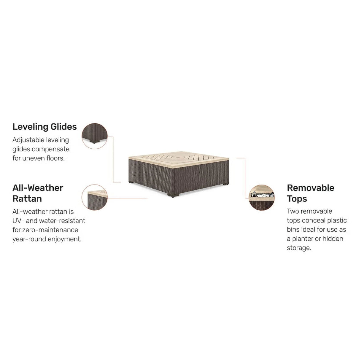 Brown Rattan Outdoor Coffee Table Q21880
