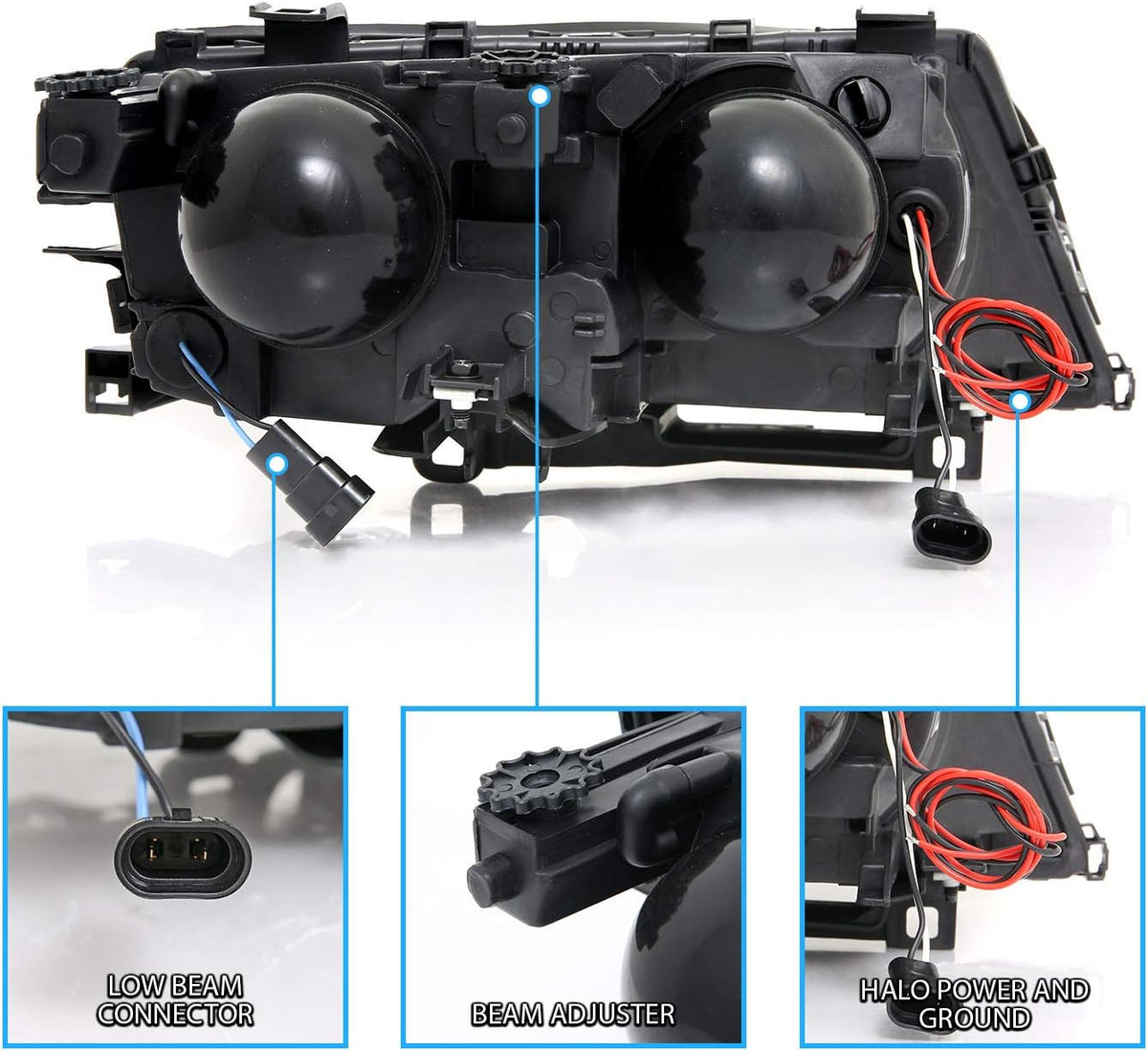 Black Projector Headlights for BMW 3 Series E46 4 Door D4431
