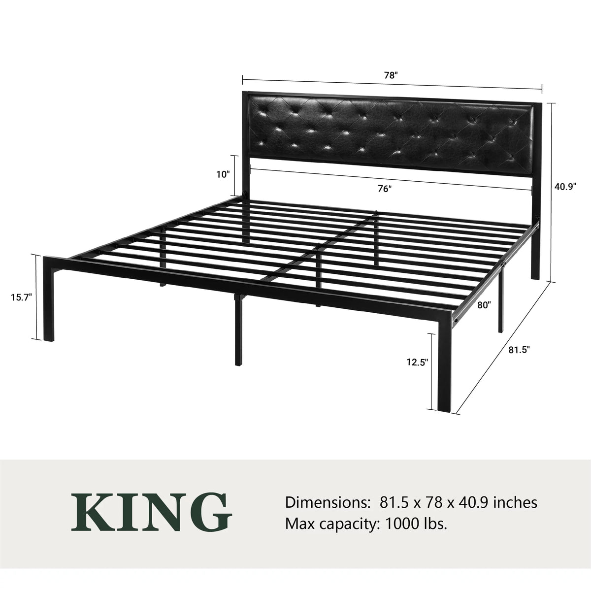 Twin Size Metal Bed Frame with Upholstered Headboard N7741