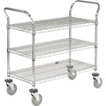 Chrome 3 Shelf Utility Cart with Polyurethane Casters Y354085