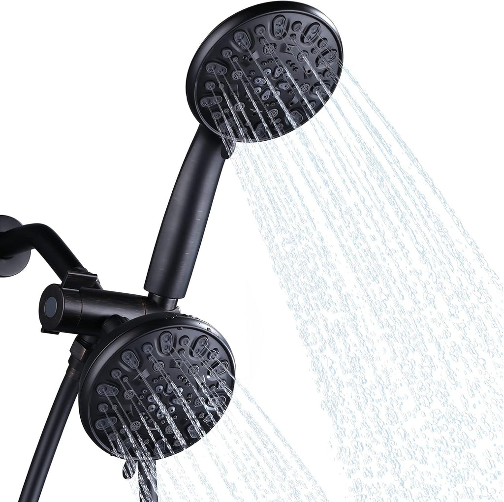 Dual Chrome Shower Head Combo with Handheld, 59" Hose, Pack of 2 U929184