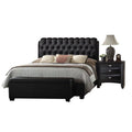 Black Upholstered King Bed with Button Tufted Headboard L87647
