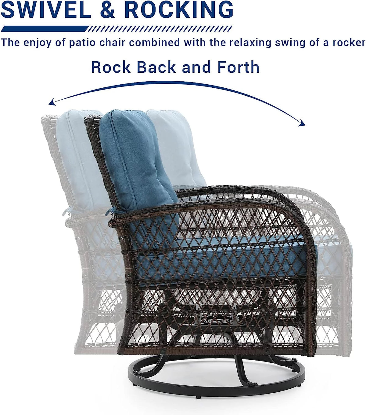 3 Pieces Wicker Patio Bistro Set with Glass Top Side Table I1536
