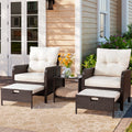 5 Piece PE Wicker Patio Furniture Set with Ottoman B623