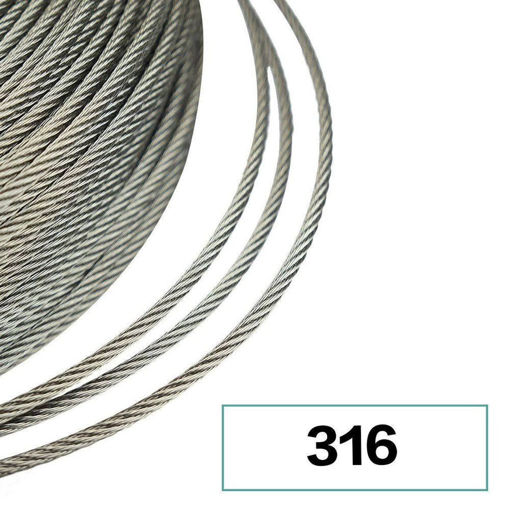 Stainless Steel Cable 1/8 inch T316 Marine Grade Wire Rope 7x7 Strands N635