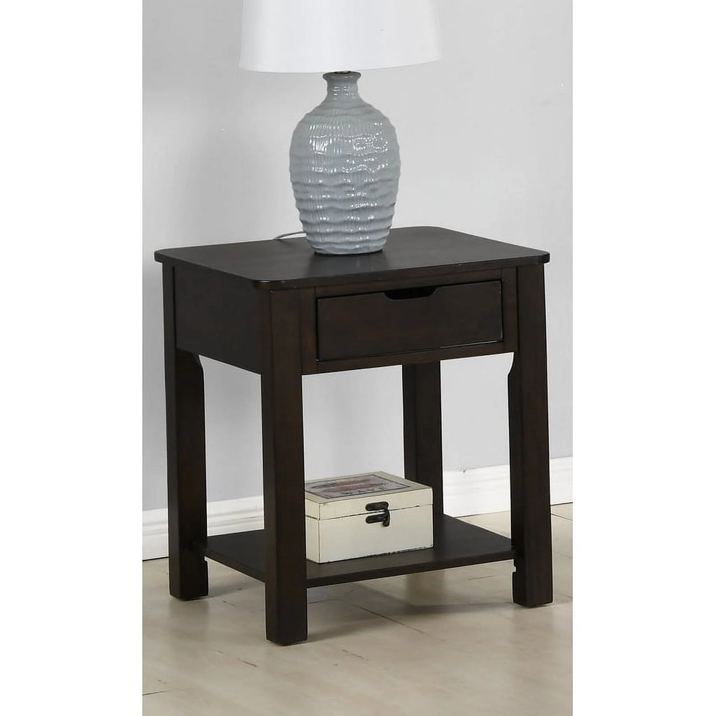 Dark Brown Engineered Wood End Table with Drawer N45568