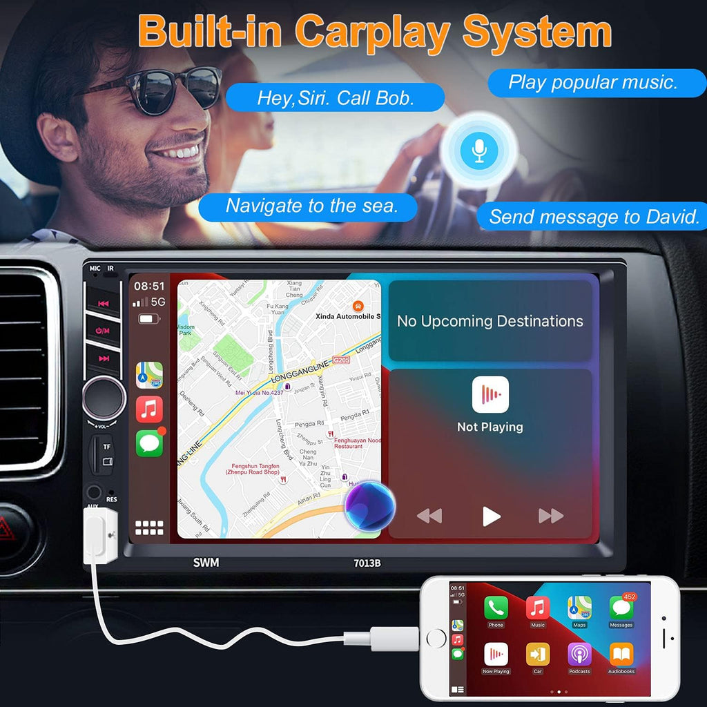 Double Din 7’’ HD Touch Screen Car Stereo with Bluetooth FM Radio Rear View Camera F108