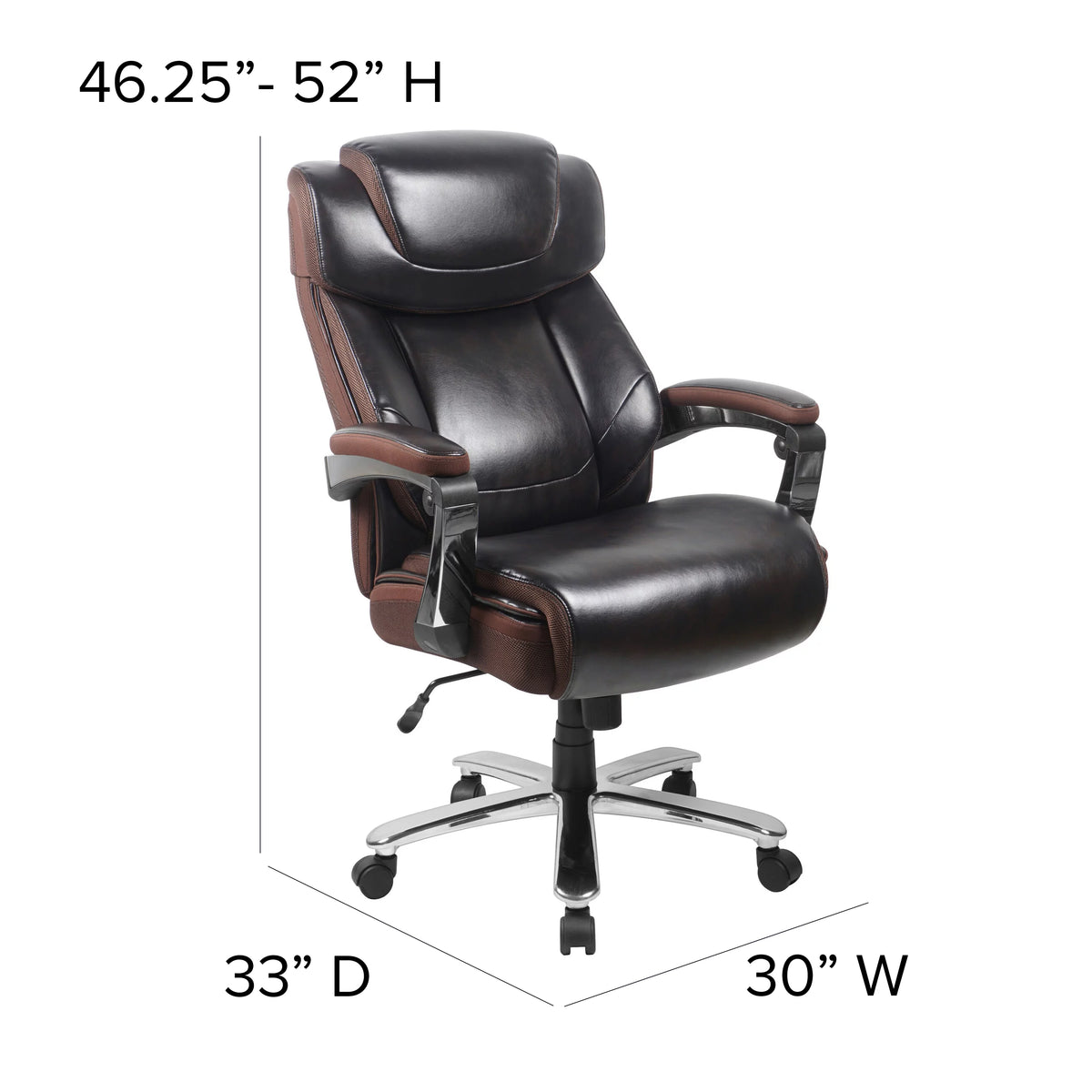 Brown LeatherSoft Ergonomic Office Chair with Headrest A672