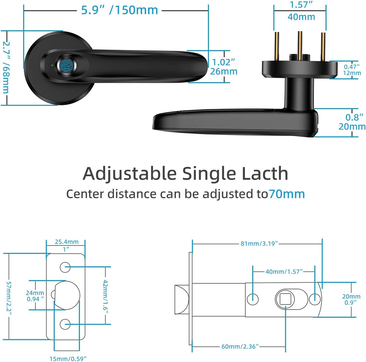 Fingerprint Door Lock, Keyless Entry Door Knob, Pack of 2 G649662