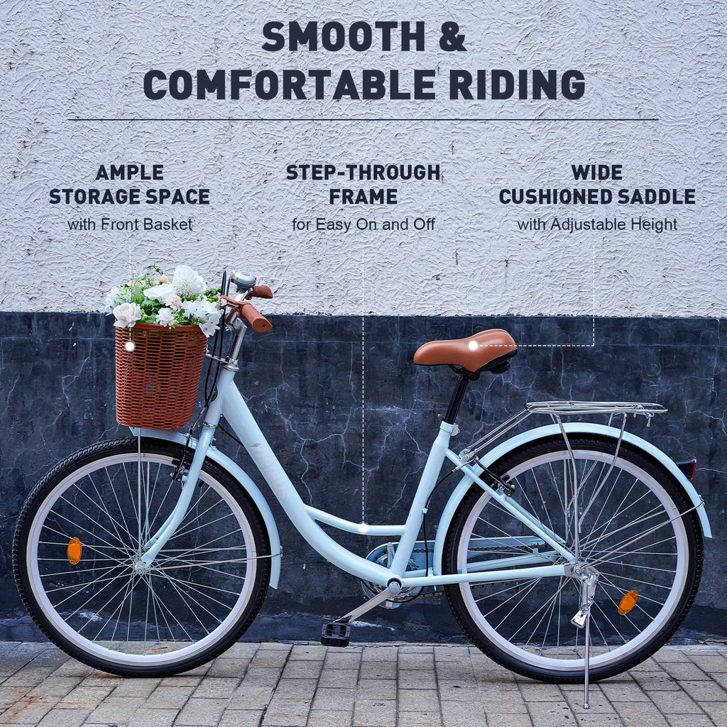 26 Inch Cruiser Bicycle with Basket Rack M7704