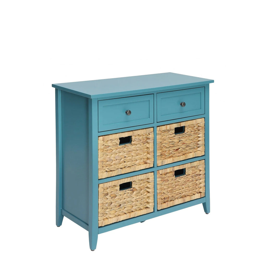Teal Wood Veneer 6 Drawers Accent Chest K4976