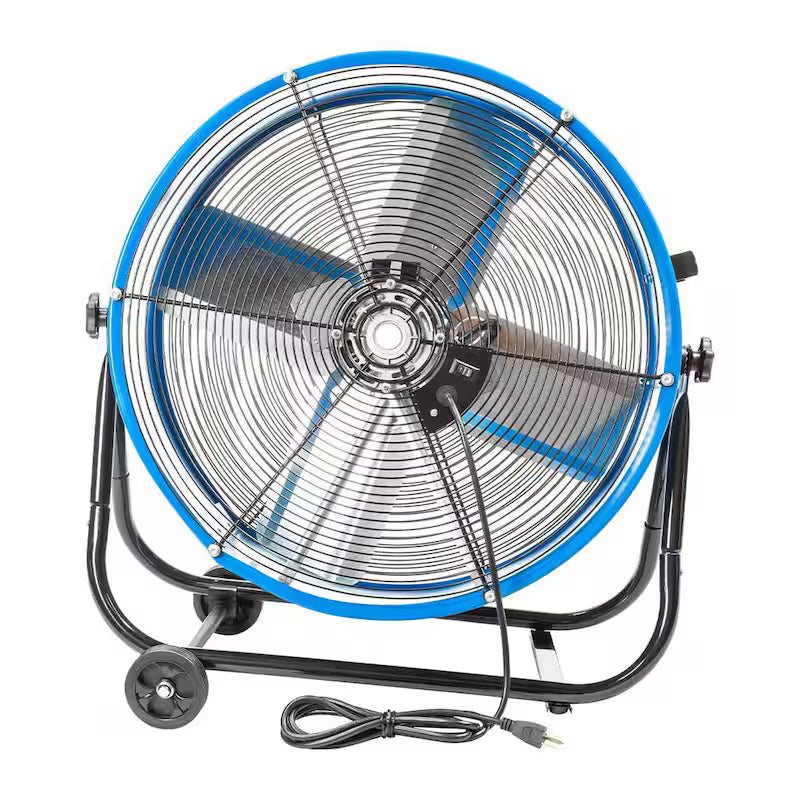 2 Fan Speeds Drum Fan in Blue with Snap-On Wheels V8073
