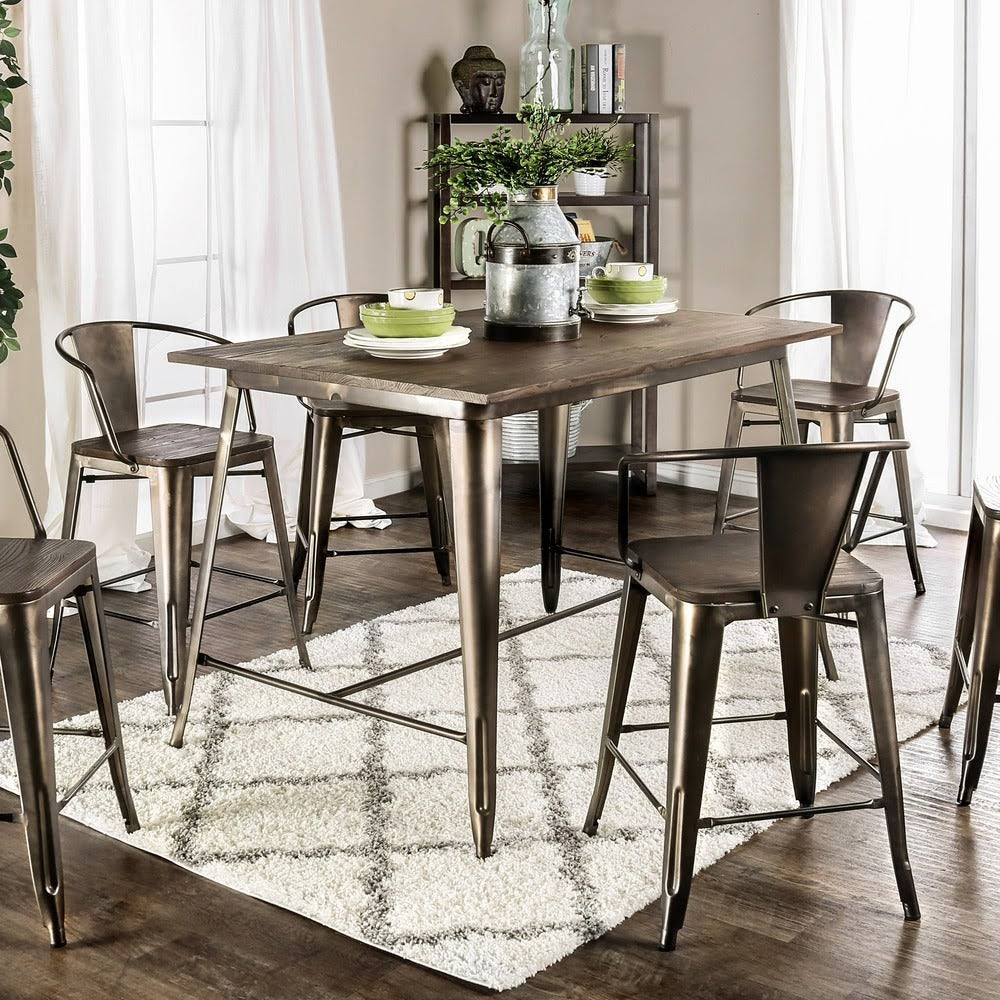 Industrial Counter Height Dining Table - Brown X246