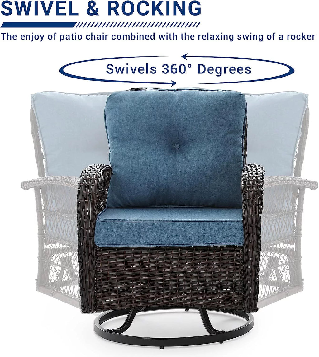 3 Pieces Wicker Patio Bistro Set with Glass Top Side Table I1536