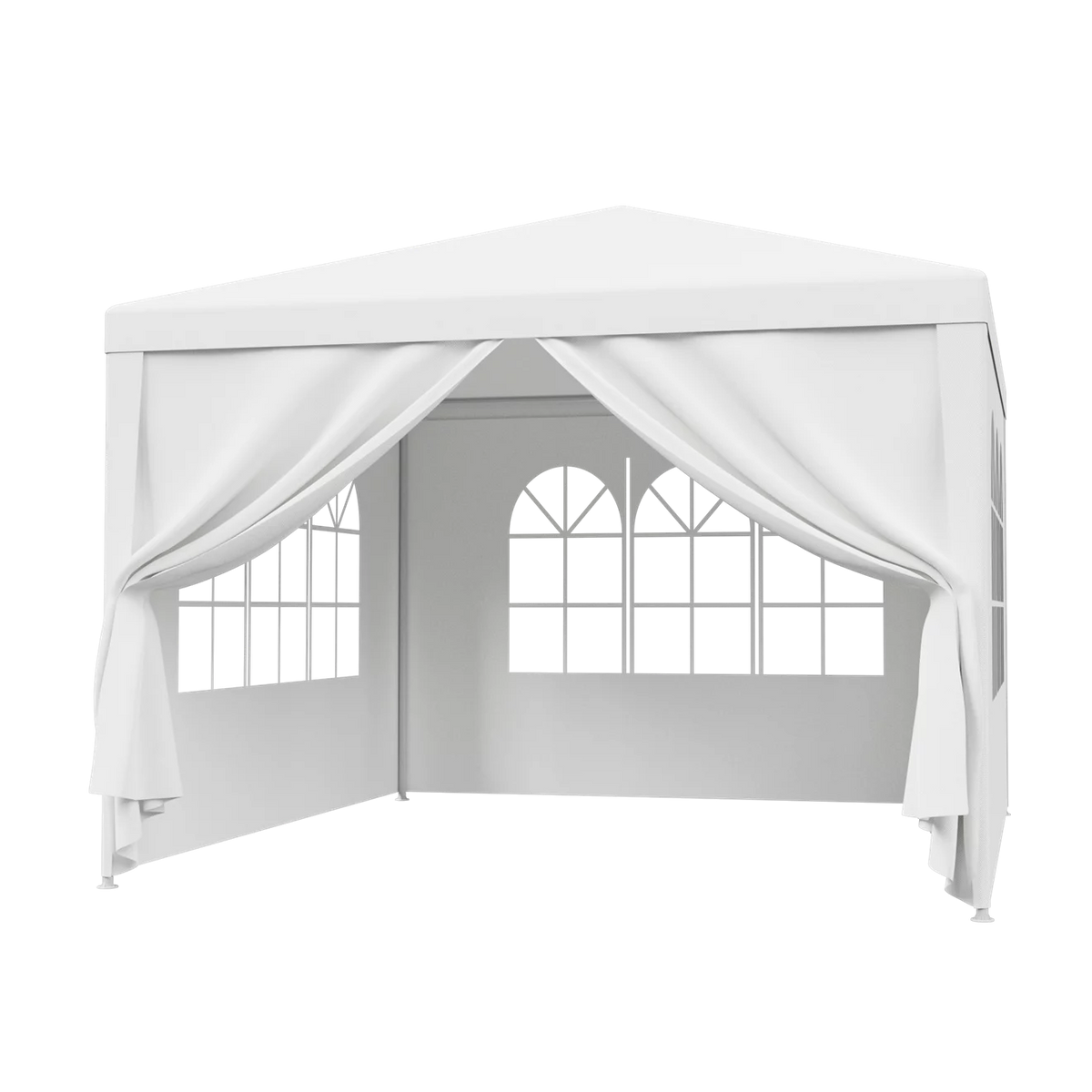 10 x 10' White Gazebo Canopy with 4 Removable Sidewalls Z50494