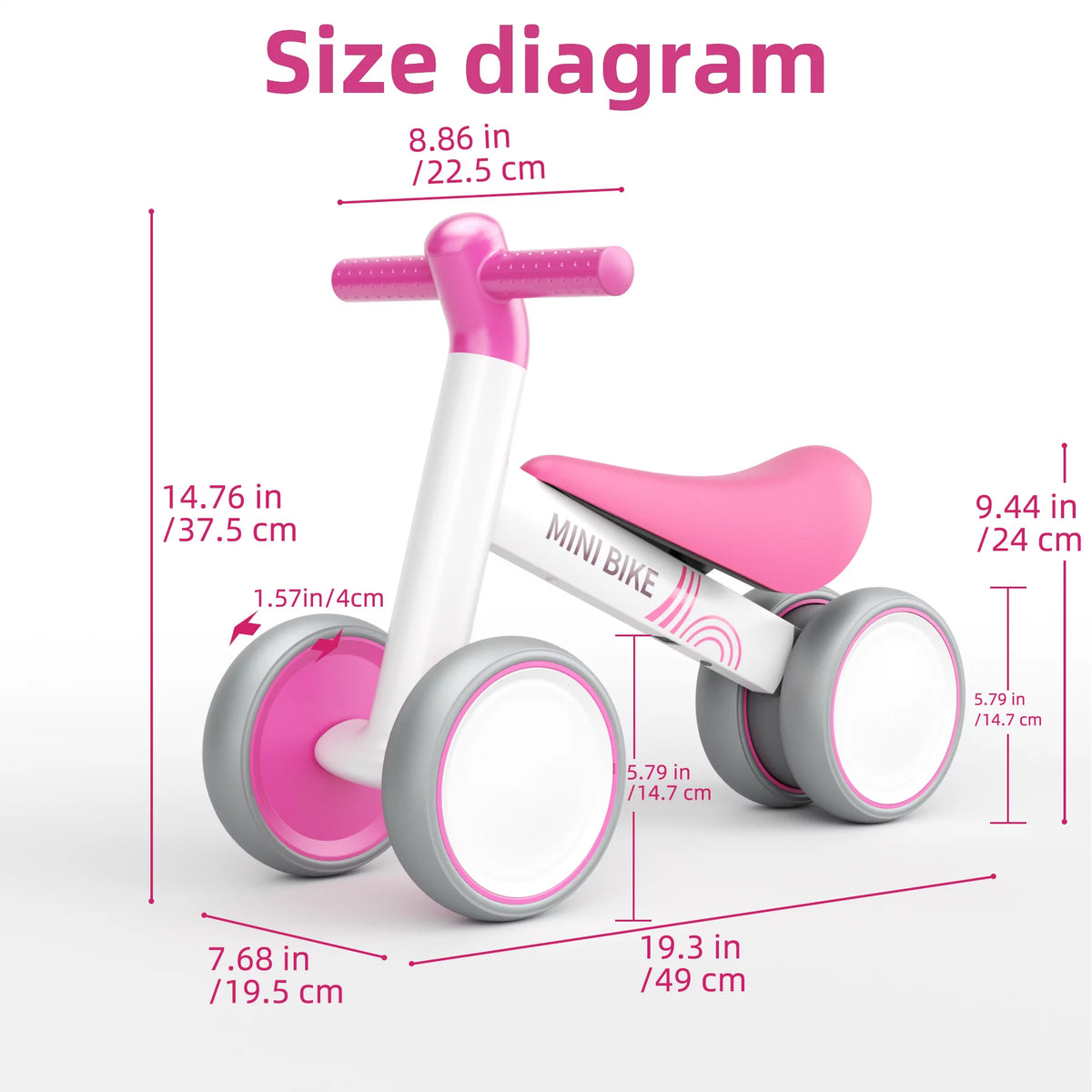 White 4 Wheels Baby Balance Bike Z637