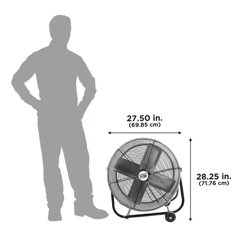 2 Fan Speeds Drum Fan in Blue with Snap-On Wheels V8073