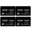 4x Pack Sealed Lead Acid Battery (12V, 8Ah, 8000mAh, F1 Terminal, AGM) with 8 F1 to F2 Terminal Adapters O6166