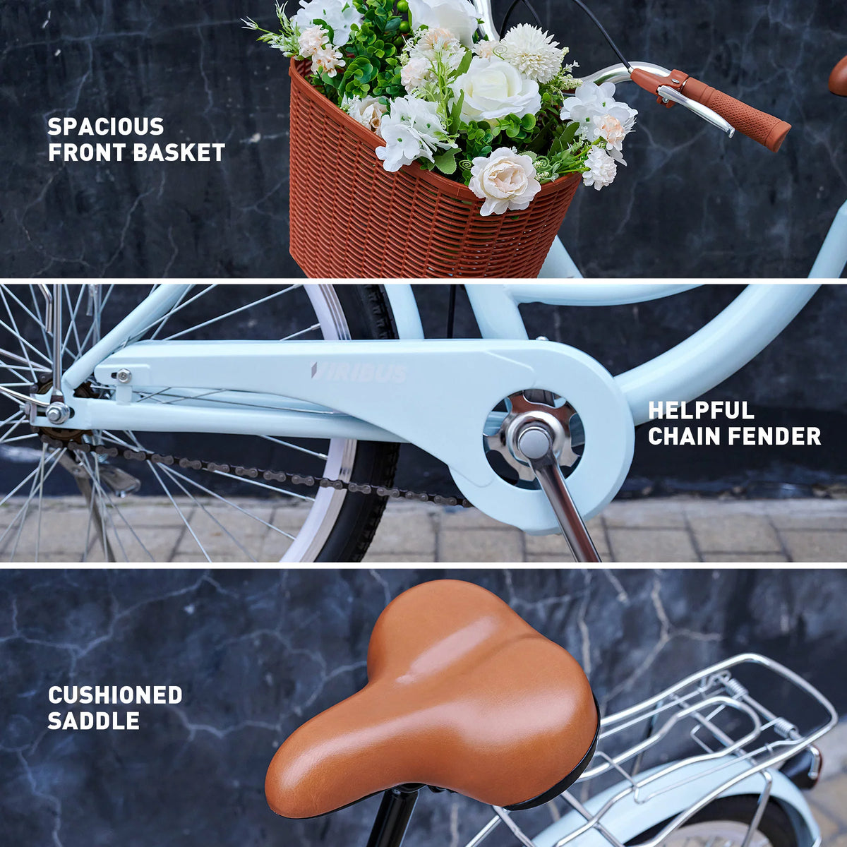 26 Inch Cruiser Bicycle with Basket Rack M7704