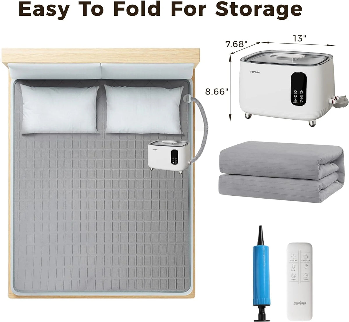 Water Heated Mattress Pad, 77" x 57" Machine Washable R22256