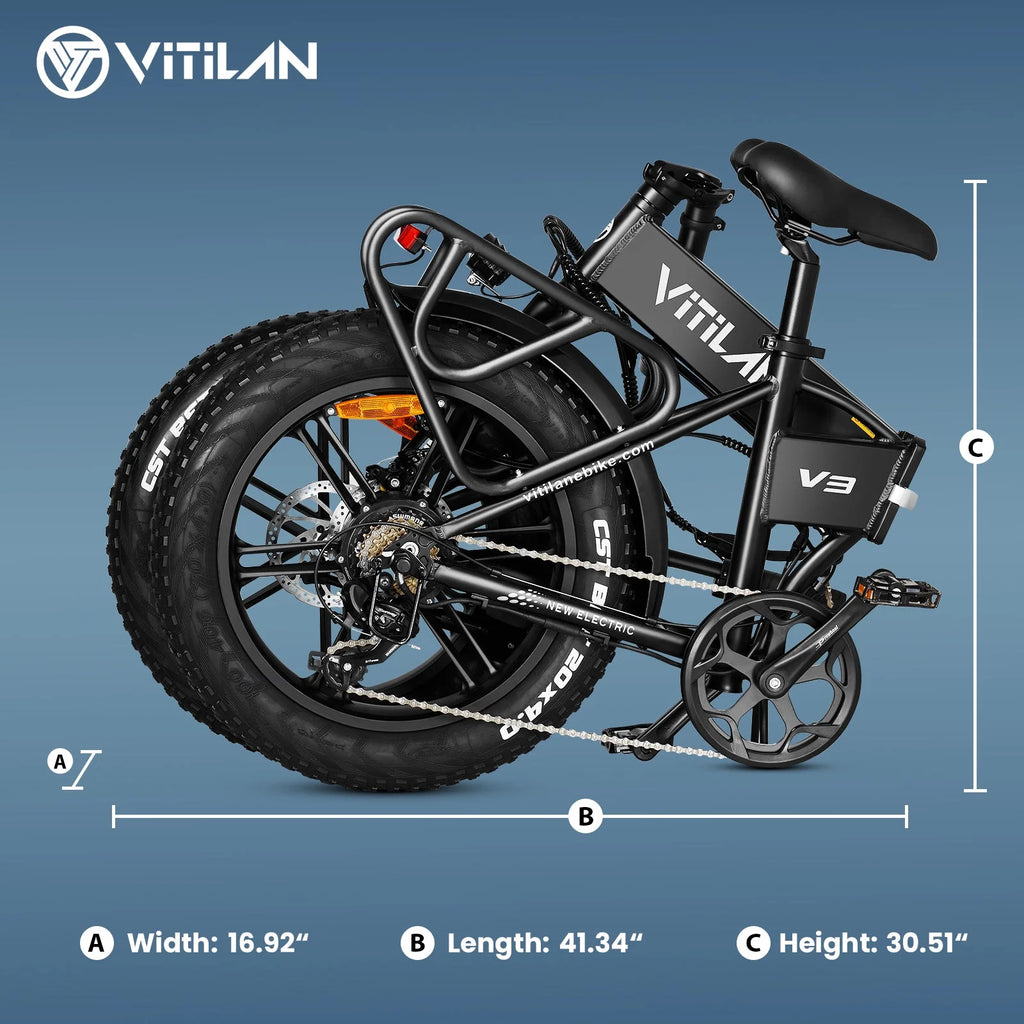 750W Folding Electric Bike 20 Inch 4.0 Fat Tire 48V 13AH Removable Battery T6566