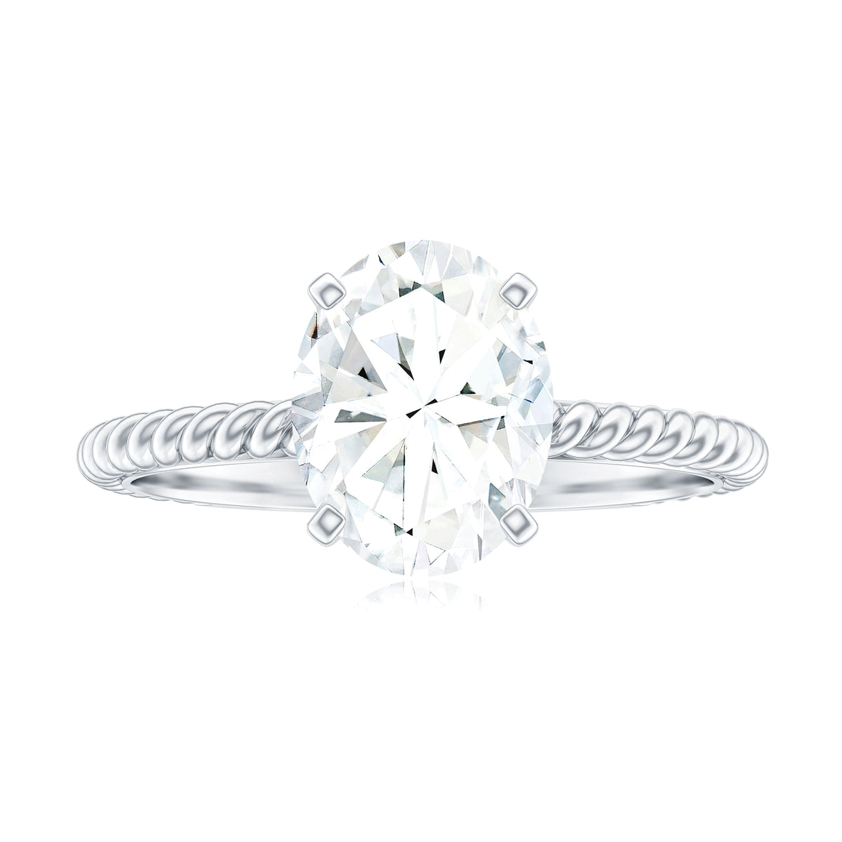 Oval Moissanite Solitaire Engagement Ring, 14K White Gold, US 8.00 W40000