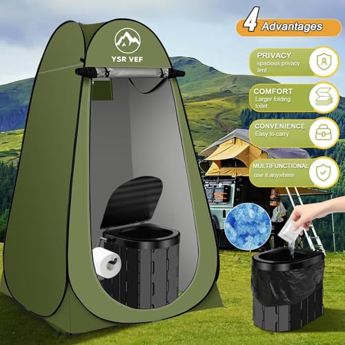 Portable Camping Toilet with Pop-Up Privacy Tent and Toilet Bags Z365