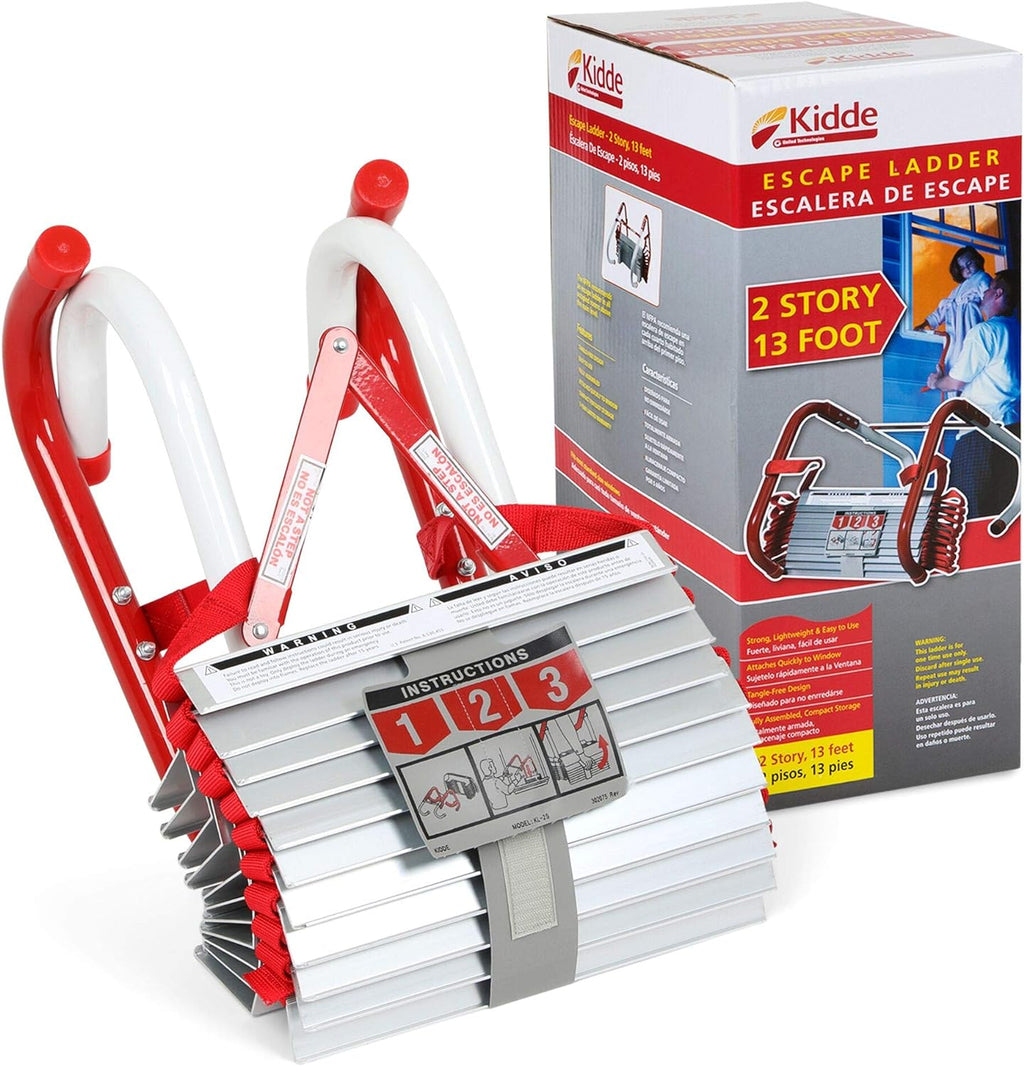 Fire Escape 3-Story Ladder, 25-Foot Anti-Slip Rungs, Rope Ladder Pack of 2 B47823